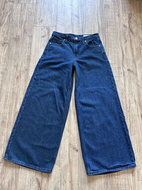 Baggy midriseWide Leg Dark Blue Women's ultra soft denim Jeans y2k 90’s trendy